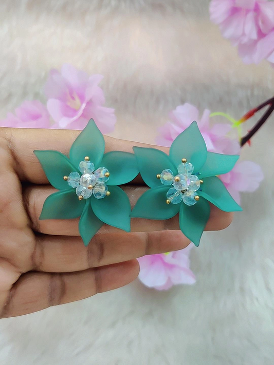 Floral Earrings #FE011 (SeaGreen)