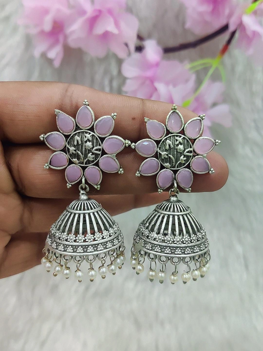German Silver Earrings #GE032 (Pink)