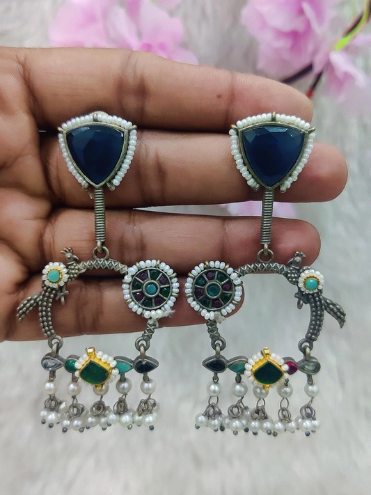 German Silver Earrings #GE033 (Green)