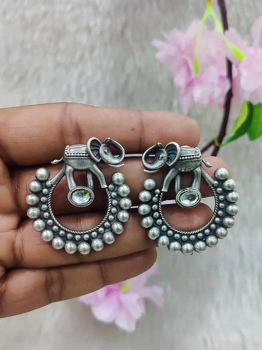 German Silver Earrings #GE089 -Diamond White