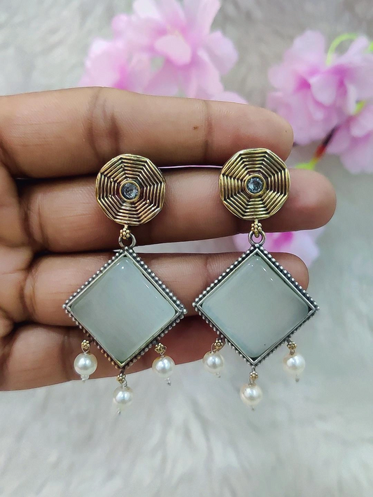 German Silver Earrings #GE092 - White