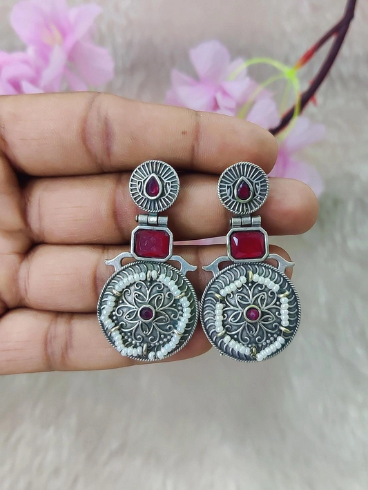 German Silver Earrings #GE104 - Ranipink