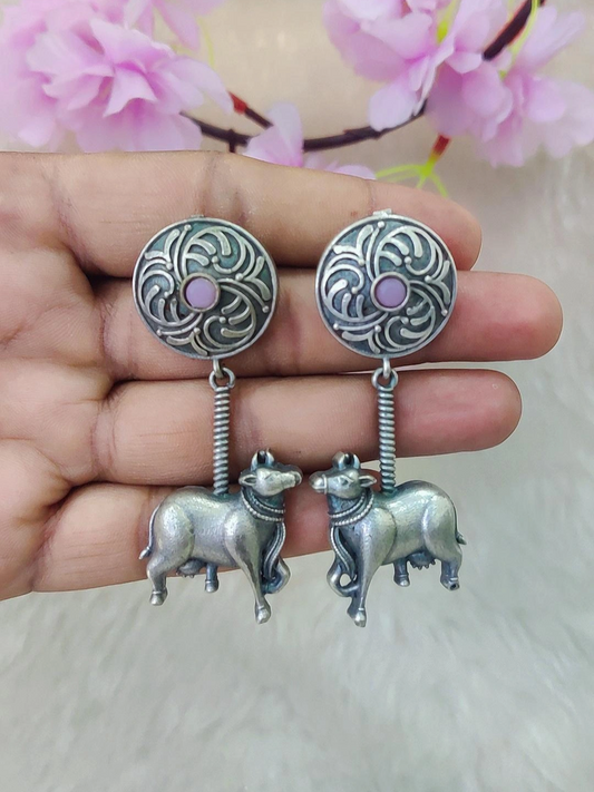 German Silver Nandi Earrings #GE108 - Pink