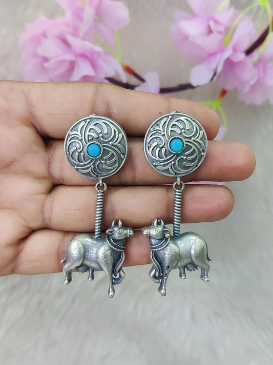 German Silver Nandi Earrings #GE108 - Sky-Blue