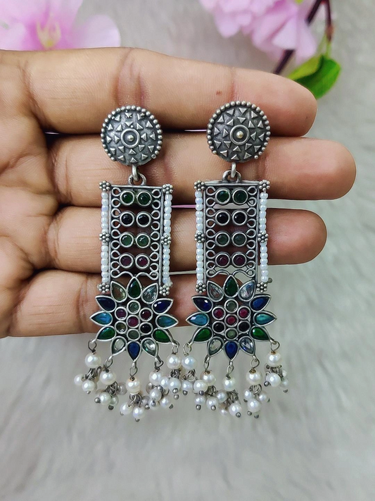 German Silver Earrings #GE111 - Multi-1
