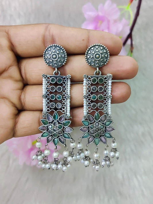 German Silver Earrings #GE111 - Multi-3