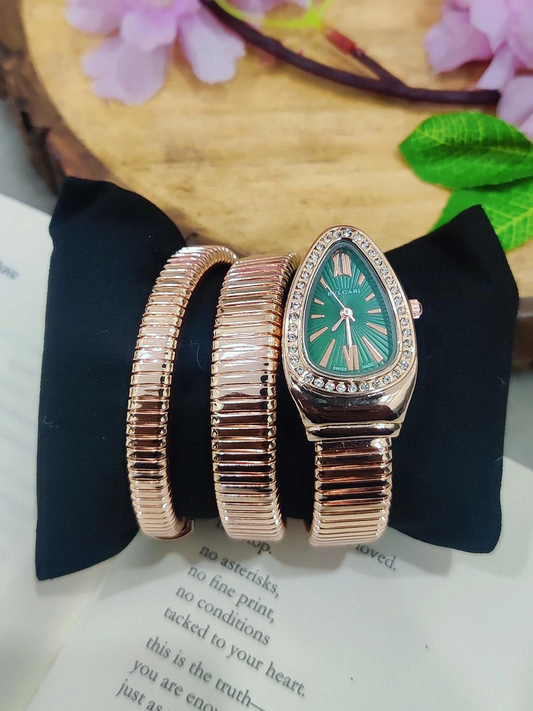 Anti Tarnish Spiral Watch Bracelets #B254 - Rose-Gold