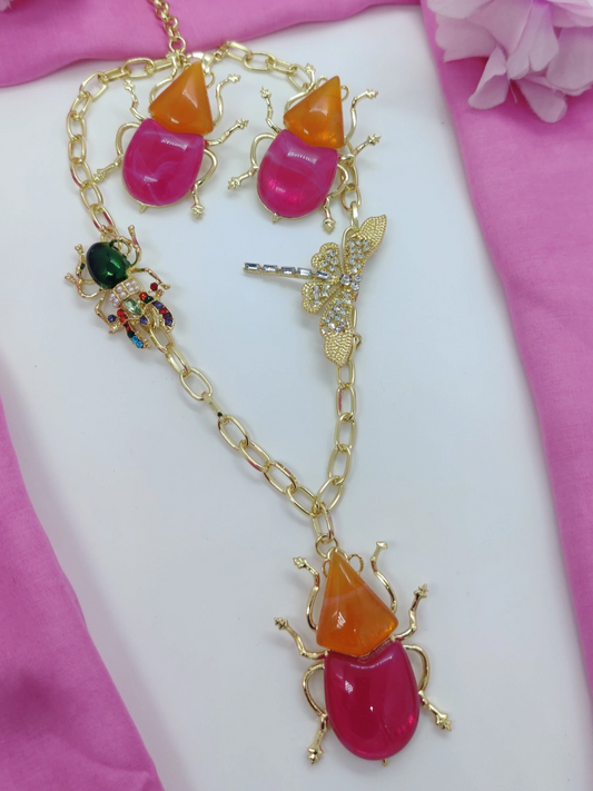 Quirky Necklace and Earrings Combo - Bug Flyer #QNE014